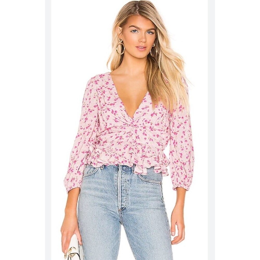 Revolve Majorelle Chrissa Top in Mauve Ditsy XXS Pink Feminine Flirty Floral
